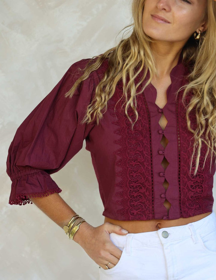 Blusa Adelaide - Burdeo