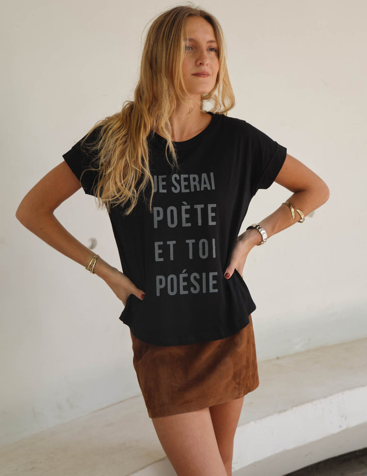 Polera Je Serai - Negra